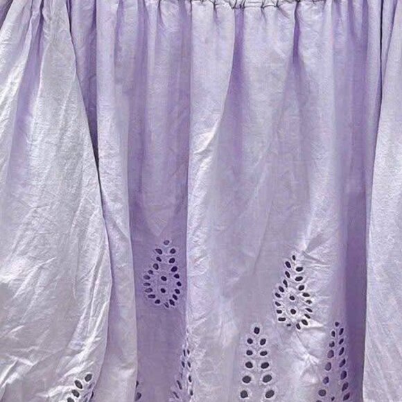 Lavender Off Shoulder Eyelet Puff Sleeve Blouse - Picture 2 of 4